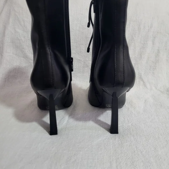 Aldo Began 001 Black Stiletto Heeled Boots with Lace-Up Design - Picture 5 of 6